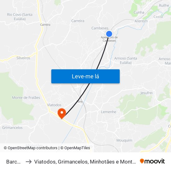 Barcelos to Viatodos, Grimancelos, Minhotães e Monte de Fralães map