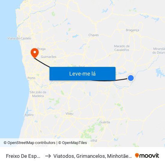 Freixo De Espada À Cinta to Viatodos, Grimancelos, Minhotães e Monte de Fralães map