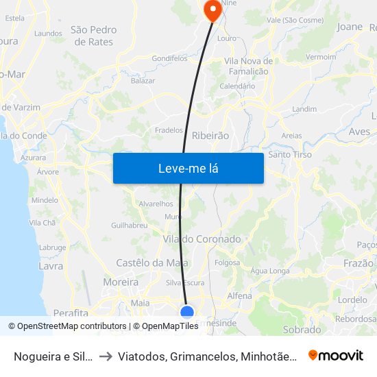 Nogueira e Silva Escura to Viatodos, Grimancelos, Minhotães e Monte de Fralães map