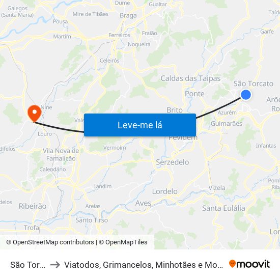 São Torcato to Viatodos, Grimancelos, Minhotães e Monte de Fralães map