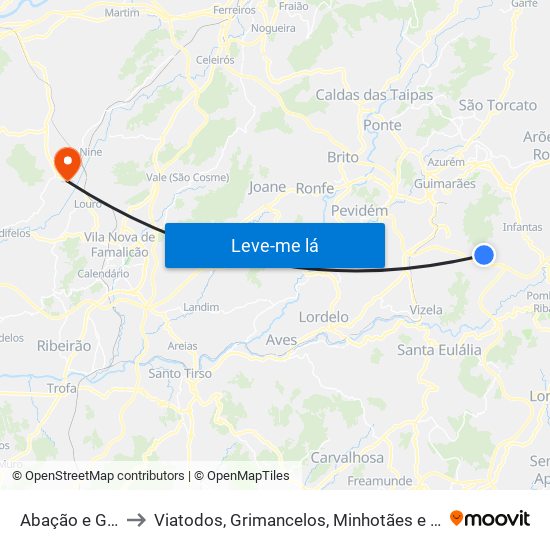 Abação e Gémeos to Viatodos, Grimancelos, Minhotães e Monte de Fralães map