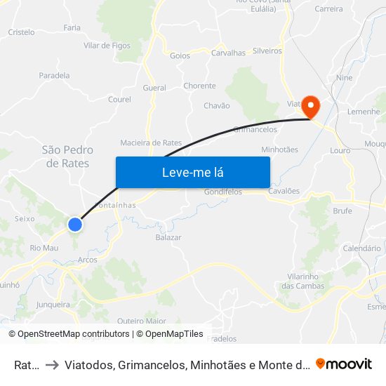 Rates to Viatodos, Grimancelos, Minhotães e Monte de Fralães map