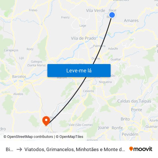 Bico to Viatodos, Grimancelos, Minhotães e Monte de Fralães map