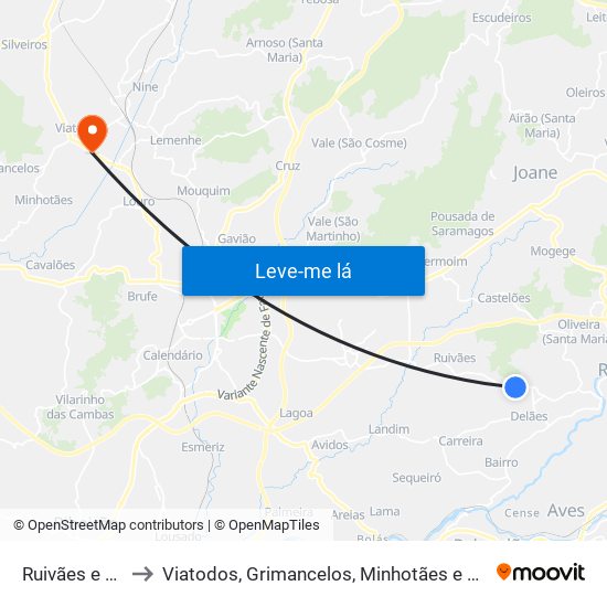 Ruivães e Novais to Viatodos, Grimancelos, Minhotães e Monte de Fralães map