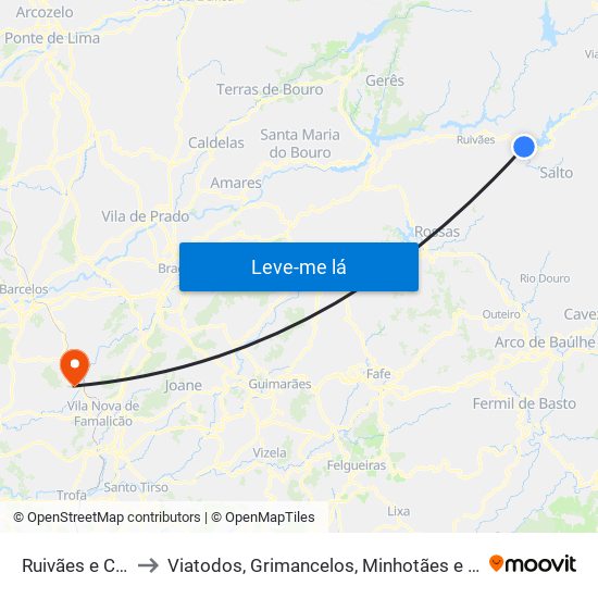 Ruivães e Campos to Viatodos, Grimancelos, Minhotães e Monte de Fralães map