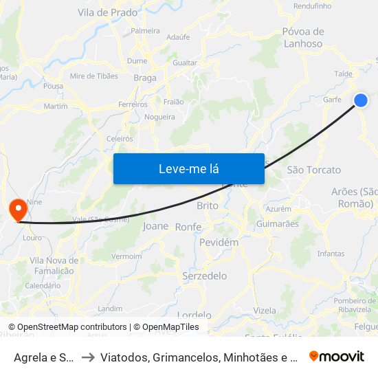 Agrela e Serafão to Viatodos, Grimancelos, Minhotães e Monte de Fralães map