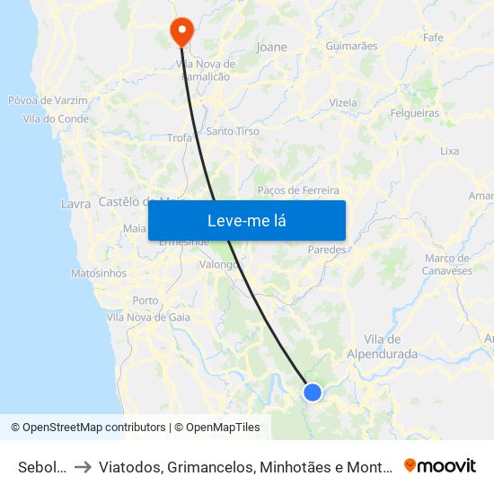 Sebolido to Viatodos, Grimancelos, Minhotães e Monte de Fralães map