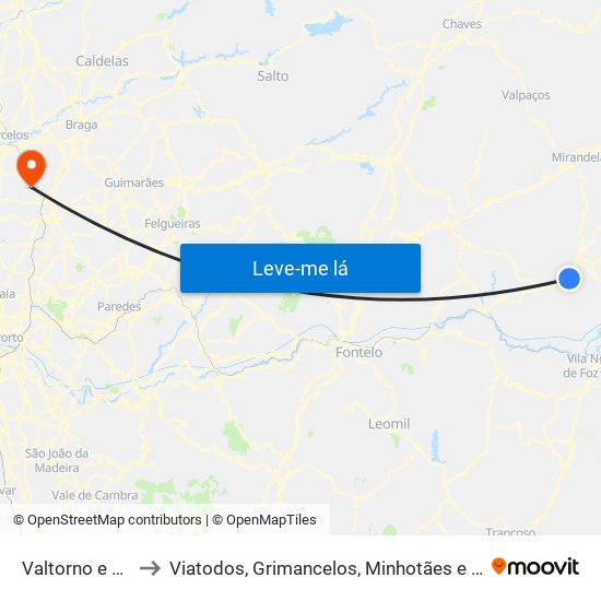 Valtorno e Mourão to Viatodos, Grimancelos, Minhotães e Monte de Fralães map