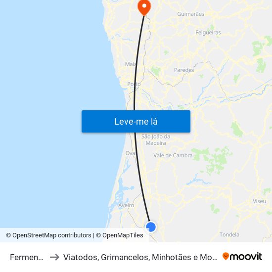 Fermentelos to Viatodos, Grimancelos, Minhotães e Monte de Fralães map