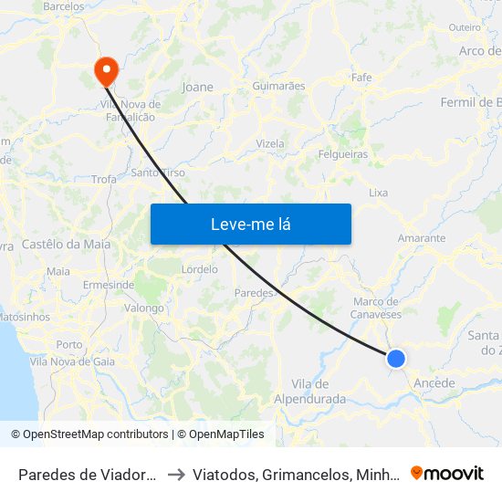 Paredes de Viadores e Manhuncelos to Viatodos, Grimancelos, Minhotães e Monte de Fralães map