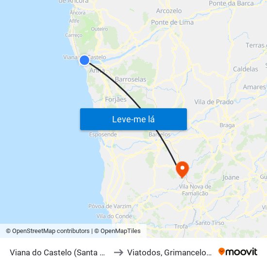 Viana do Castelo (Santa Maria Maior e Monserrate) e Meadela to Viatodos, Grimancelos, Minhotães e Monte de Fralães map