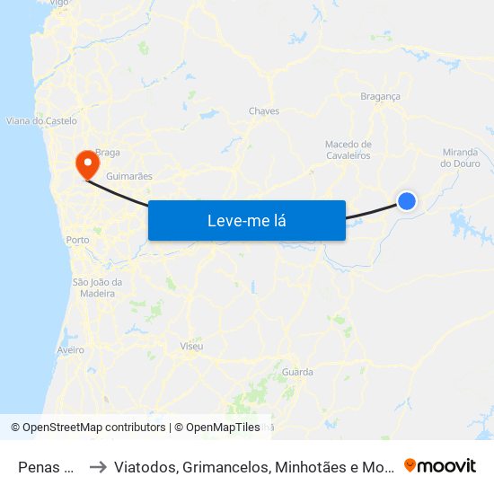 Penas Roias to Viatodos, Grimancelos, Minhotães e Monte de Fralães map