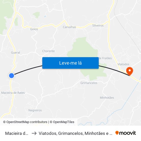 Macieira de Rates to Viatodos, Grimancelos, Minhotães e Monte de Fralães map