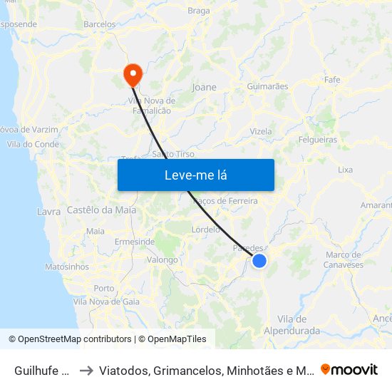 Guilhufe e Urrô to Viatodos, Grimancelos, Minhotães e Monte de Fralães map