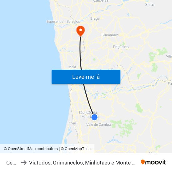 Cesar to Viatodos, Grimancelos, Minhotães e Monte de Fralães map