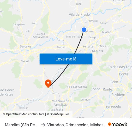 Merelim (São Pedro) e Frossos to Viatodos, Grimancelos, Minhotães e Monte de Fralães map