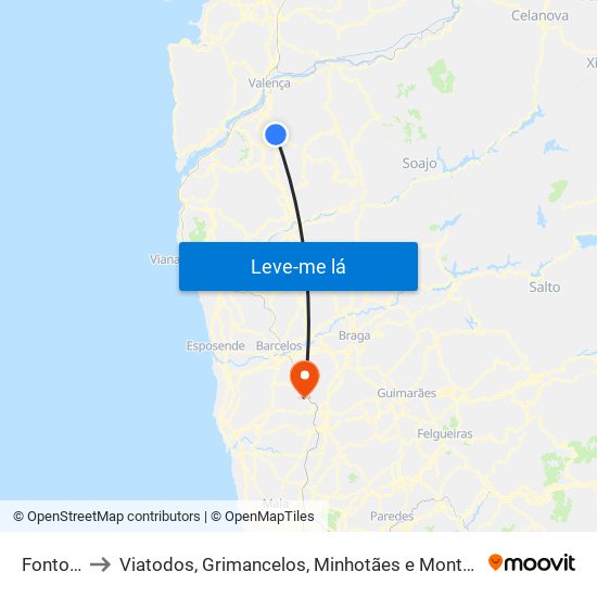 Fontoura to Viatodos, Grimancelos, Minhotães e Monte de Fralães map