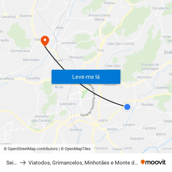 Seide to Viatodos, Grimancelos, Minhotães e Monte de Fralães map