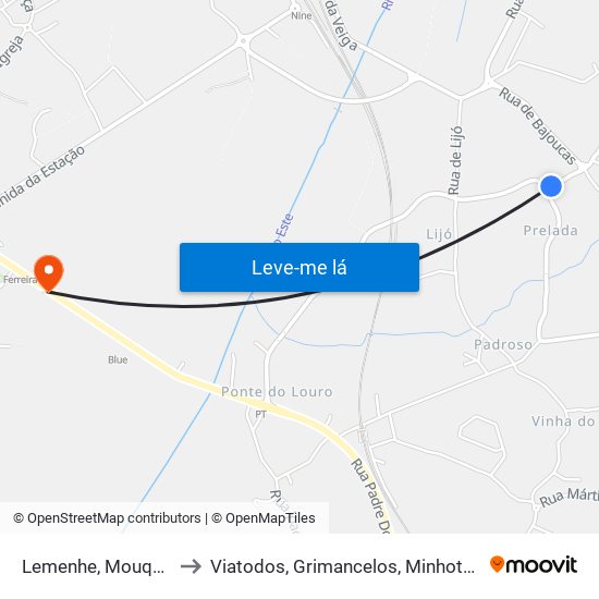 Lemenhe, Mouquim e Jesufrei to Viatodos, Grimancelos, Minhotães e Monte de Fralães map