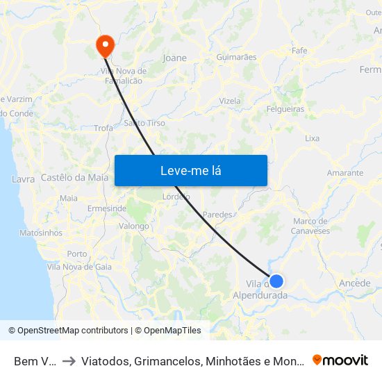 Bem Viver to Viatodos, Grimancelos, Minhotães e Monte de Fralães map