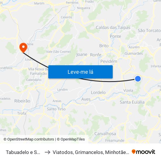 Tabuadelo e São Faustino to Viatodos, Grimancelos, Minhotães e Monte de Fralães map