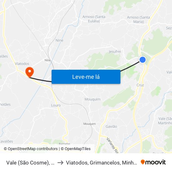 Vale (São Cosme), Telhado e Portela to Viatodos, Grimancelos, Minhotães e Monte de Fralães map