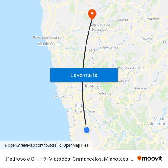 Pedroso e Seixezelo to Viatodos, Grimancelos, Minhotães e Monte de Fralães map
