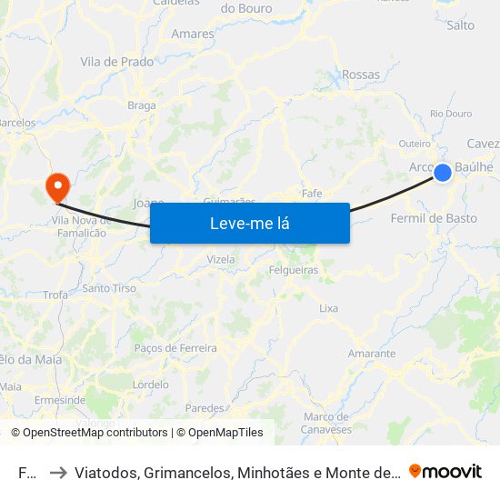 Faia to Viatodos, Grimancelos, Minhotães e Monte de Fralães map