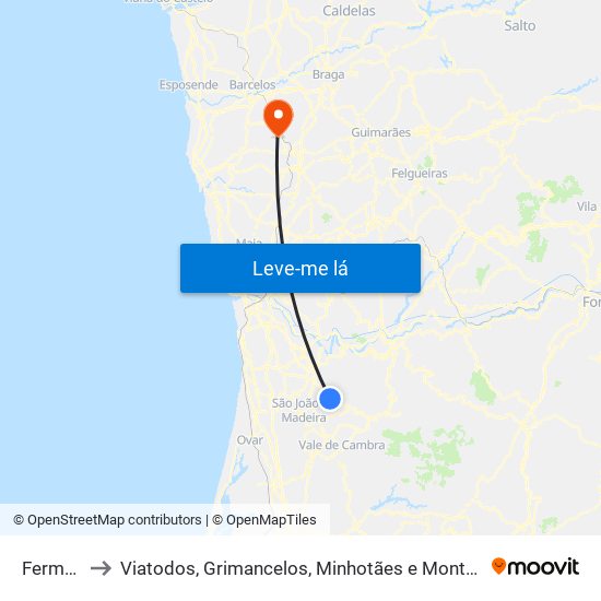 Fermedo to Viatodos, Grimancelos, Minhotães e Monte de Fralães map