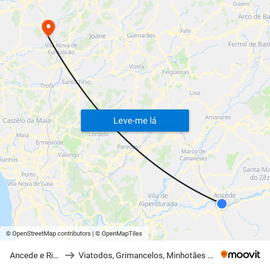 Ancede e Ribadouro to Viatodos, Grimancelos, Minhotães e Monte de Fralães map