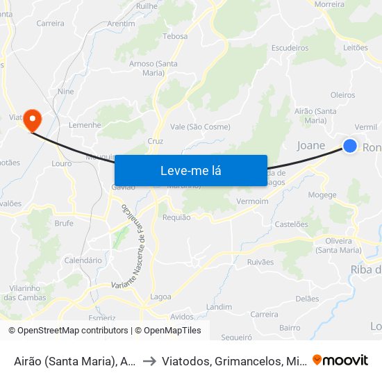 Airão (Santa Maria), Airão (São João) e Vermil to Viatodos, Grimancelos, Minhotães e Monte de Fralães map