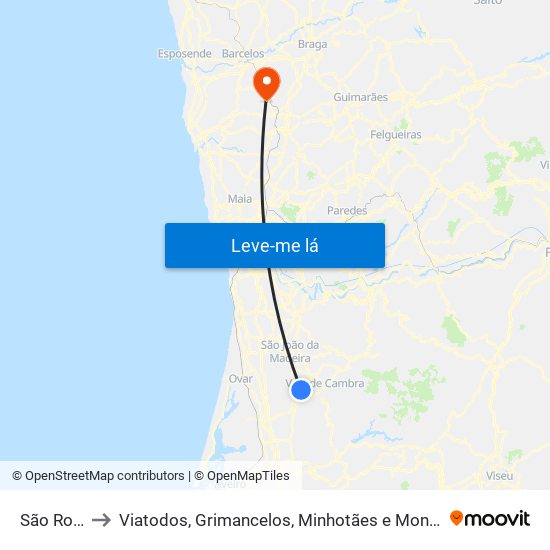 São Roque to Viatodos, Grimancelos, Minhotães e Monte de Fralães map