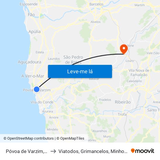 Póvoa de Varzim, Beiriz e Argivai to Viatodos, Grimancelos, Minhotães e Monte de Fralães map