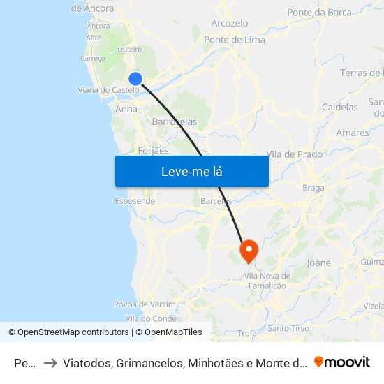 Perre to Viatodos, Grimancelos, Minhotães e Monte de Fralães map