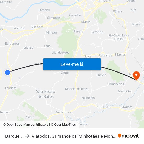 Barqueiros to Viatodos, Grimancelos, Minhotães e Monte de Fralães map