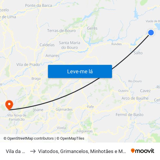 Vila da Ponte to Viatodos, Grimancelos, Minhotães e Monte de Fralães map