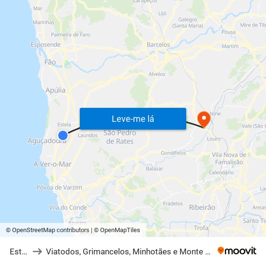 Estela to Viatodos, Grimancelos, Minhotães e Monte de Fralães map