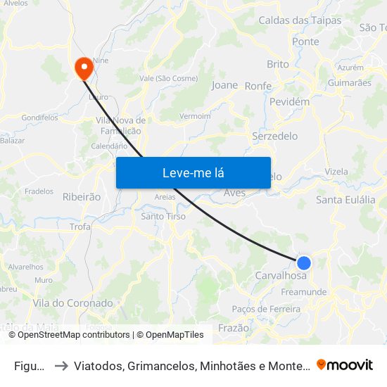 Figueiró to Viatodos, Grimancelos, Minhotães e Monte de Fralães map