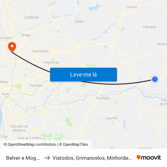 Belver e Mogo de Malta to Viatodos, Grimancelos, Minhotães e Monte de Fralães map