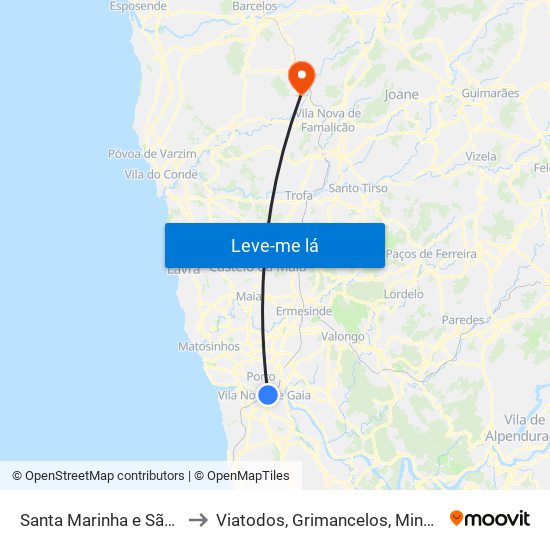 Santa Marinha e São Pedro da Afurada to Viatodos, Grimancelos, Minhotães e Monte de Fralães map