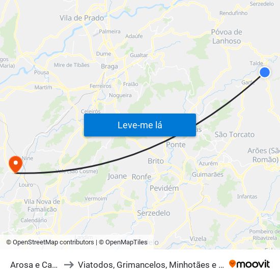 Arosa e Castelões to Viatodos, Grimancelos, Minhotães e Monte de Fralães map