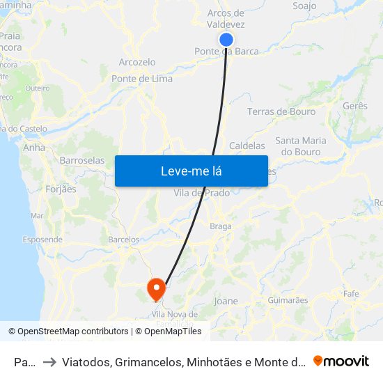 Paçô to Viatodos, Grimancelos, Minhotães e Monte de Fralães map