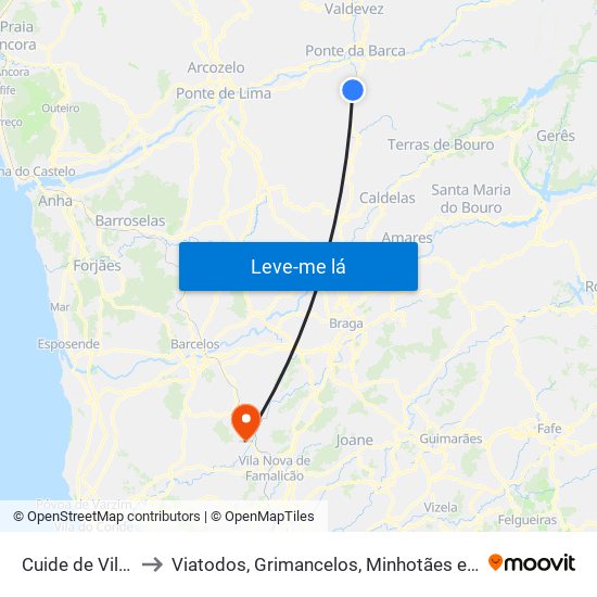 Cuide de Vila Verde to Viatodos, Grimancelos, Minhotães e Monte de Fralães map
