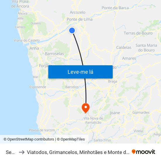 Seara to Viatodos, Grimancelos, Minhotães e Monte de Fralães map