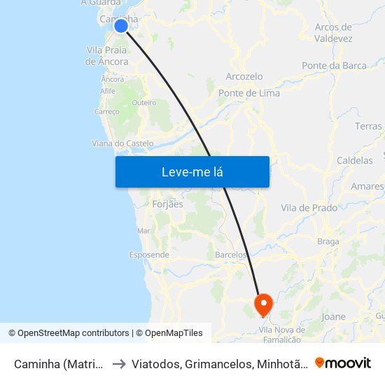 Caminha (Matriz) e Vilarelho to Viatodos, Grimancelos, Minhotães e Monte de Fralães map