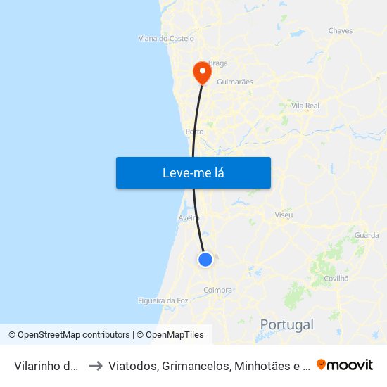 Vilarinho do Bairro to Viatodos, Grimancelos, Minhotães e Monte de Fralães map