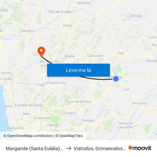 Margaride (Santa Eulália), Várzea, Lagares, Varziela e Moure to Viatodos, Grimancelos, Minhotães e Monte de Fralães map