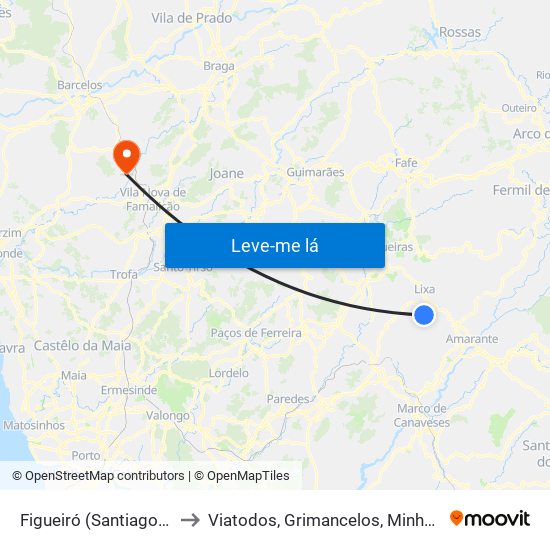 Figueiró (Santiago e Santa Cristina) to Viatodos, Grimancelos, Minhotães e Monte de Fralães map