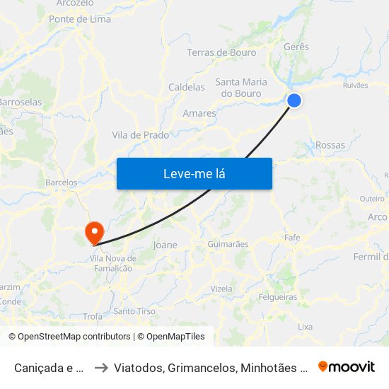 Caniçada e Soengas to Viatodos, Grimancelos, Minhotães e Monte de Fralães map