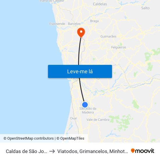 Caldas de São Jorge e Pigeiros to Viatodos, Grimancelos, Minhotães e Monte de Fralães map